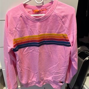 Aviator Nation 5 Stripe Neon Pink Sweatshirt